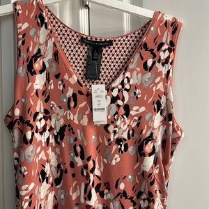 WHBM NWT sleeveless soft pink blouse with black white and gray